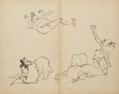 Courtiers’ Farting Contest, Kawanabe Kyōsai