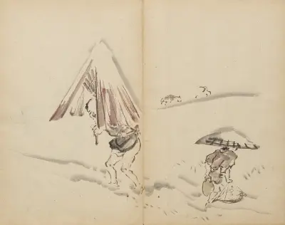 Figures in Snow, Kawanabe Kyōsai