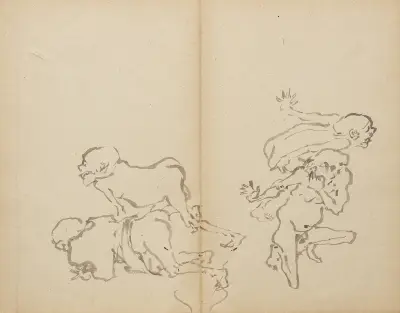 Seniors’ Farting Contest, Kawanabe Kyōsai