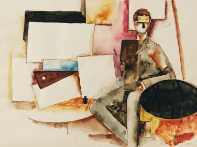 L’etude Pour ; L’homme Assis av Roger de La Fresnaye