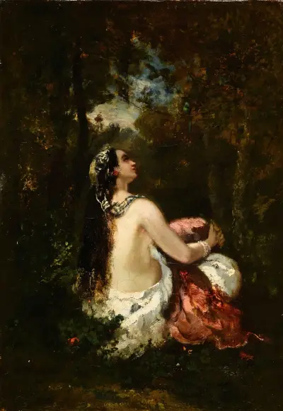 La femme à la perruche av Narcisse-Virgile Diaz de La Peña