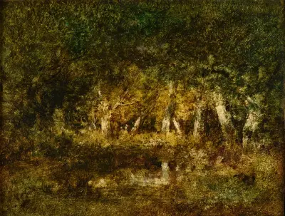 Petite mare en forêt av Narcisse-Virgile Diaz de La Peña