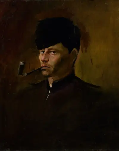 Dandy w futrzanej czapce z fajką, Ladislav Mednyánszky