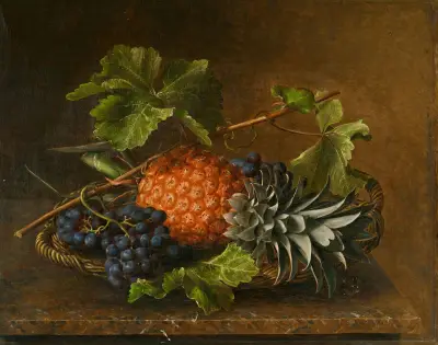 Stillleben mit Ananas und Trauben av Johan Laurentz Jensen