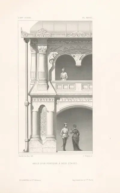Angle d’un portique à deux étages av Eugène-Emmanuel Viollet-le-Duc