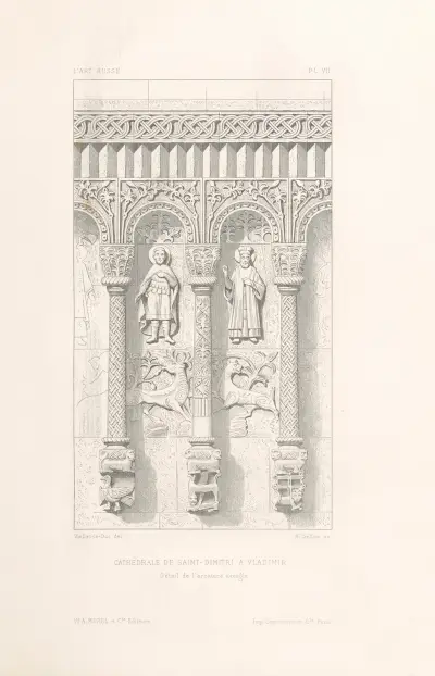 Cathédrale de Saint-Dimitri, à Vladimir. — Détail de l’arcature aveugle av Eugène-Emmanuel Viollet-le-Duc