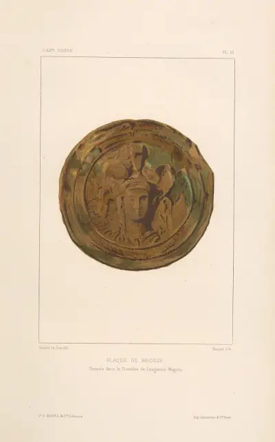 Plaque de bronze trouvée dans le tumulus de Lougavaïa Moguila av Eugène-Emmanuel Viollet-le-Duc
