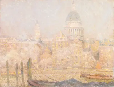 St. Paul's od řeky – zimní ranní slunce, Henri Le Sidaner
