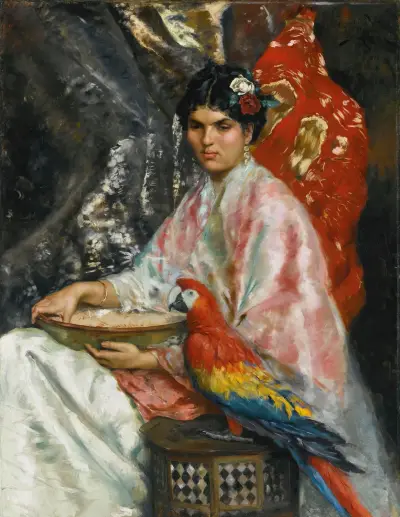 Lady With A Parrot, Julius Leblanc Stewart