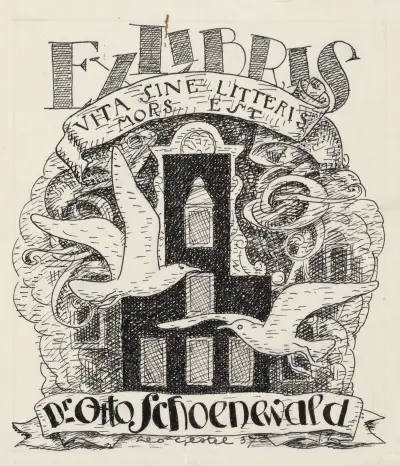 Ontwerp ex libris voor Dr. Otto Schoenewald av Leo Gestel