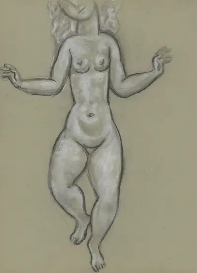 Schetsblad met dansende naakte vrouw av Leo Gestel