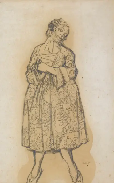 Kostümentwurf für Dorothée aus Les Femmes de Bonne Humeur von Léon Bakst