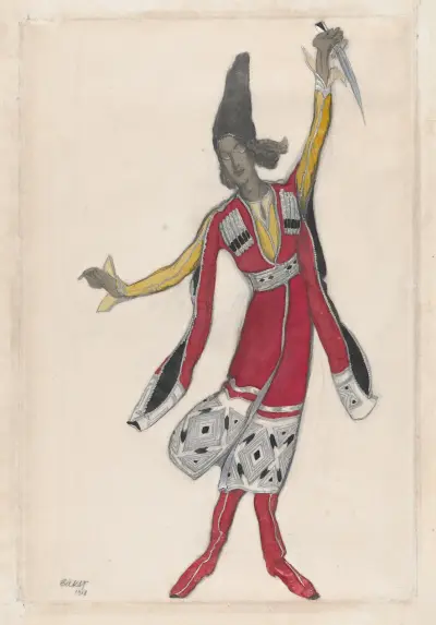 Kostümentwurf für das Ballett „Thamar“ von Léon Bakst