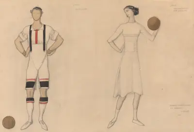 Kostümstudie zu „Jeux“ von Léon Bakst