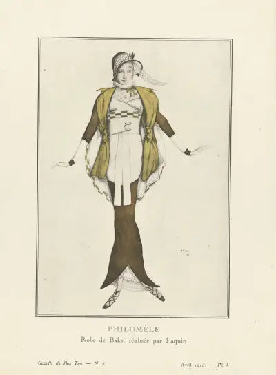 PHILOMÈLE Robe de Bakst réalisée par Paquin, 1913 av Léon Bakst