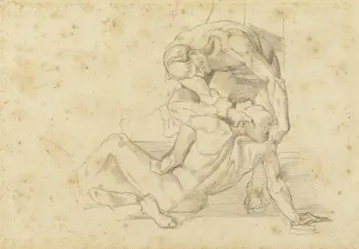 Dva nazí muži zápasící (kopie fragmentu fresky od Lucy Signorelliho), Léon Bonnat