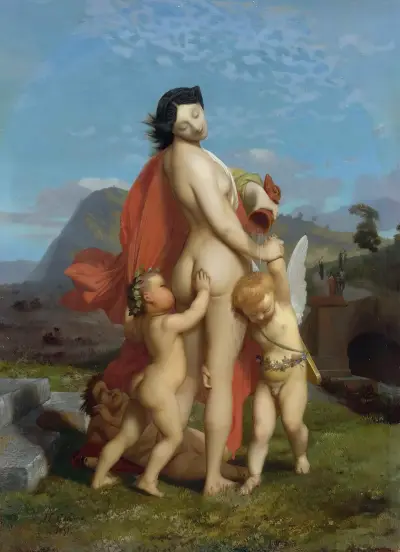 Eine junge Nymphe, von Putten geneckt von Jean-Léon Gérôme