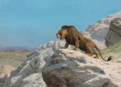 Der Löwe auf der Wacht von Jean-Léon Gérôme