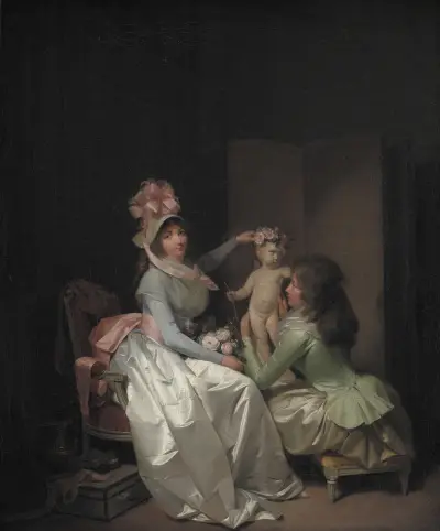Garlanding the Statuette of Cupid av Louis-Léopold Boilly