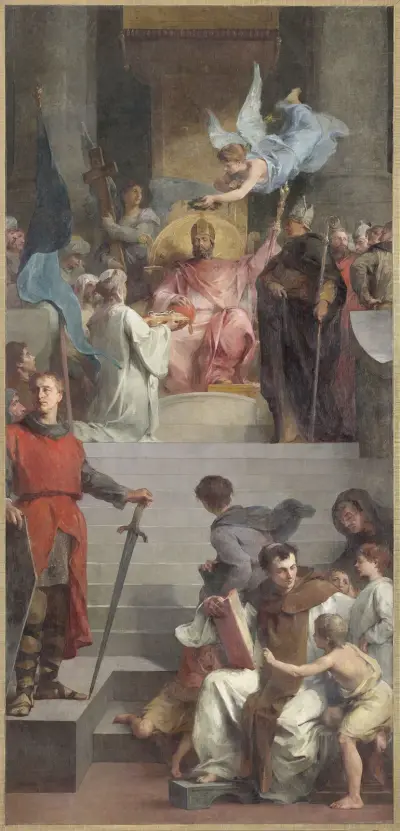 Harun al-Rašídovi vyslanci předávají klíče od Božího hrobu Karlu Velikému, 1878, Henri Leopold Lévy