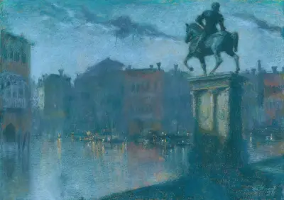 Campo Santi Giovanni e Paolo, Venice at dusk, Lucien Lévy-Dhurmer