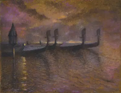 Gondolas by Moonlight, Lucien Lévy-Dhurmer