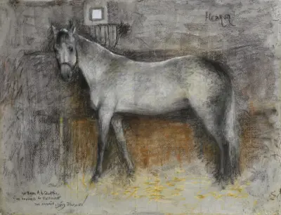 Hébron in his stable, Lucien Lévy-Dhurmer