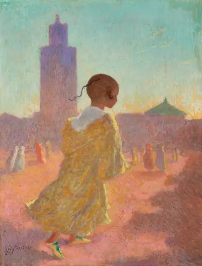 Petit enfant dans la cour d’une mosquée, Lucien Lévy-Dhurmer