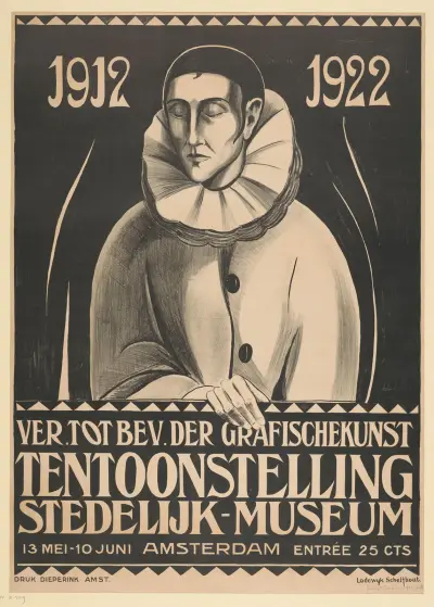 Affiche voor een tentoonstelling in het Stedelijk Museum, Amsterdam. 1922 av Lodewijk Schelfhout