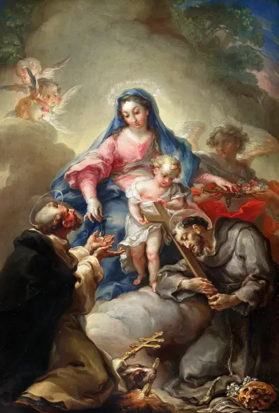 Virgin with St. Francis and St. Dominic av Vicente López Portaña