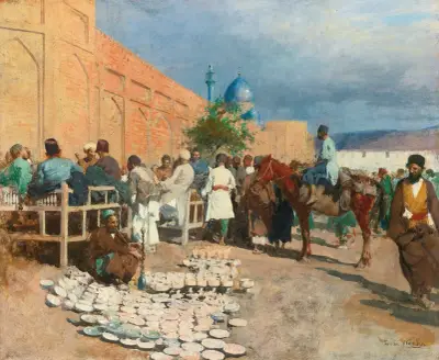 Persian café – the pottery seller av Edwin Lord Weeks