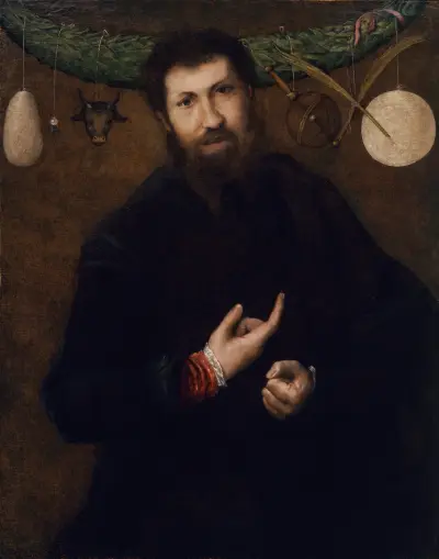 Portrait of a Man with Allegorical Symbols von Lorenzo Lotto
