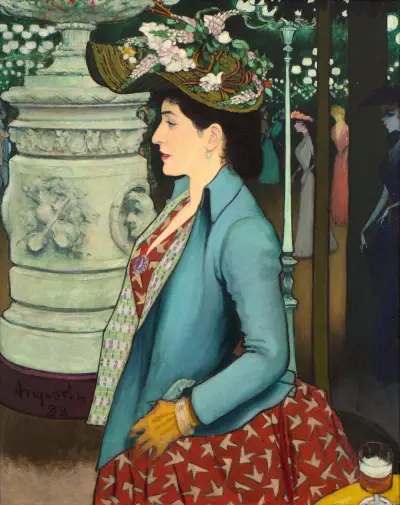 An Elegant Woman at the Élysée Montmartre av Louis Anquetin