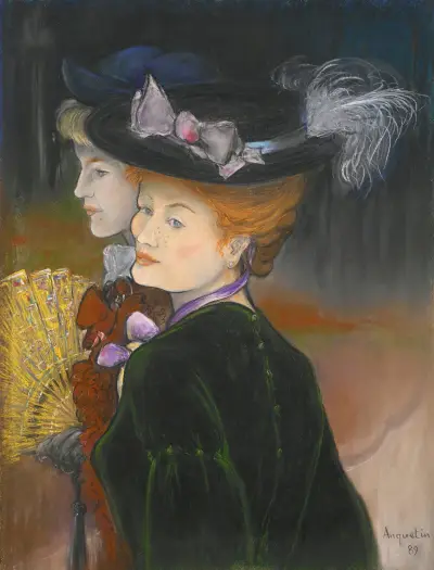 Dwie eleganckie kobiety w lesie, Louis Anquetin