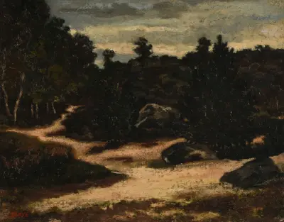 Chemin sableux en forêt de Fontainebleau av Antoine-Louis Barye