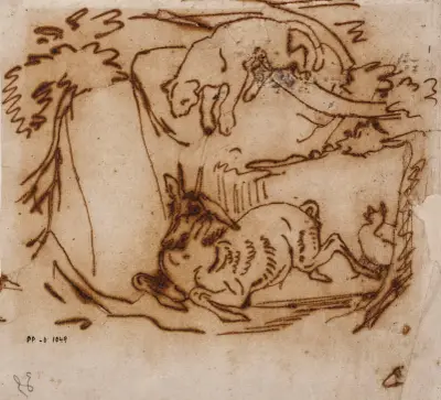 Jaguar guettant une antilope av Antoine-Louis Barye