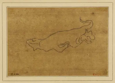 Panthère couchée av Antoine-Louis Barye