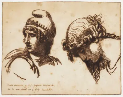 Et kvinde- og et ynglingehoved av Jacques Louis David