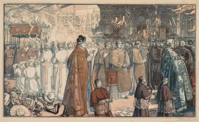Die Fronleichnamsprozession in Nantes von Auguste Louis Lepère