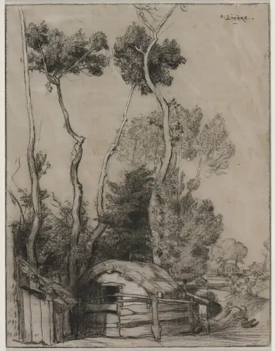 Landschaft mit Hütten von Auguste Louis Lepère