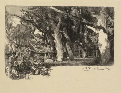 Mittag unter den Bäumen von Auguste Louis Lepère