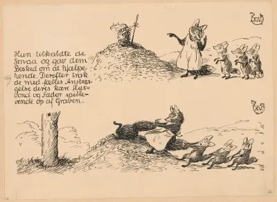 Bamsefar og Mikkel Ræv Pl.10 av Louis Moe