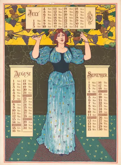 Poster calendar for 1897. July, August , September av Louis Rhead