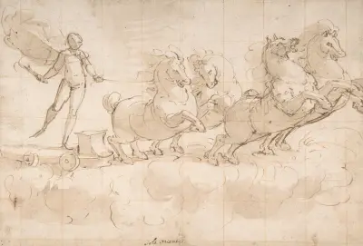 Apollo Driving the Chariot of the Rising Sun av Luca Cambiaso