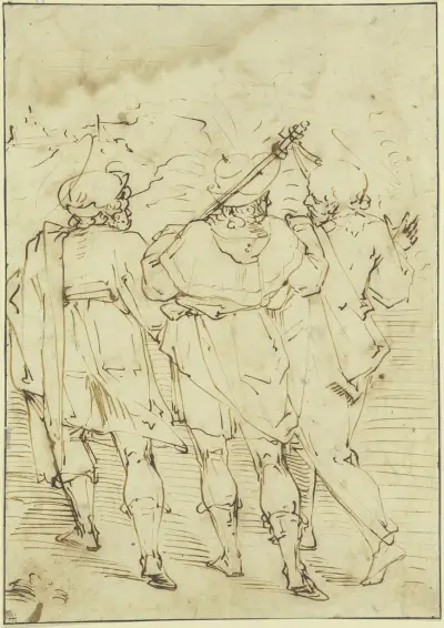 Christus begegnet den Jüngern auf dem Gang nach Emmaus av Luca Cambiaso