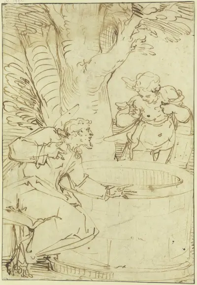 Christus und die Samariterin av Luca Cambiaso