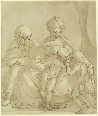 Die Heilige Familie mit dem Johannesknaben. – nr 2 av Luca Cambiaso