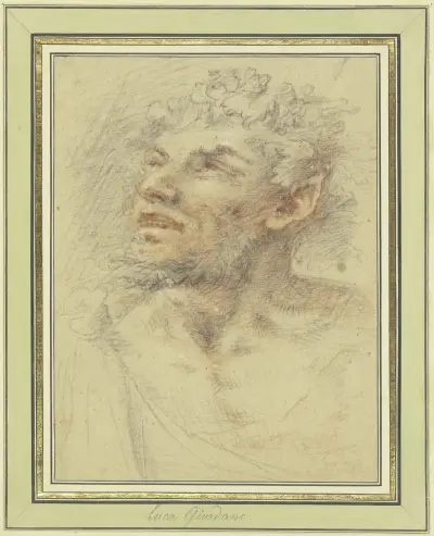 Faunkopf mit Weinlaub bekränzt av Luca Giordano