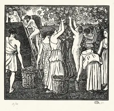De wijnoogst von Lucien Pissarro
