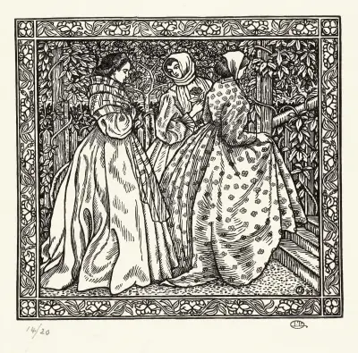 Drie vrouwen in een tuin von Lucien Pissarro